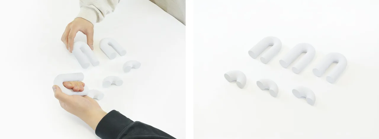 두께와 안쪽 공간이 서로 다른 폼 목업